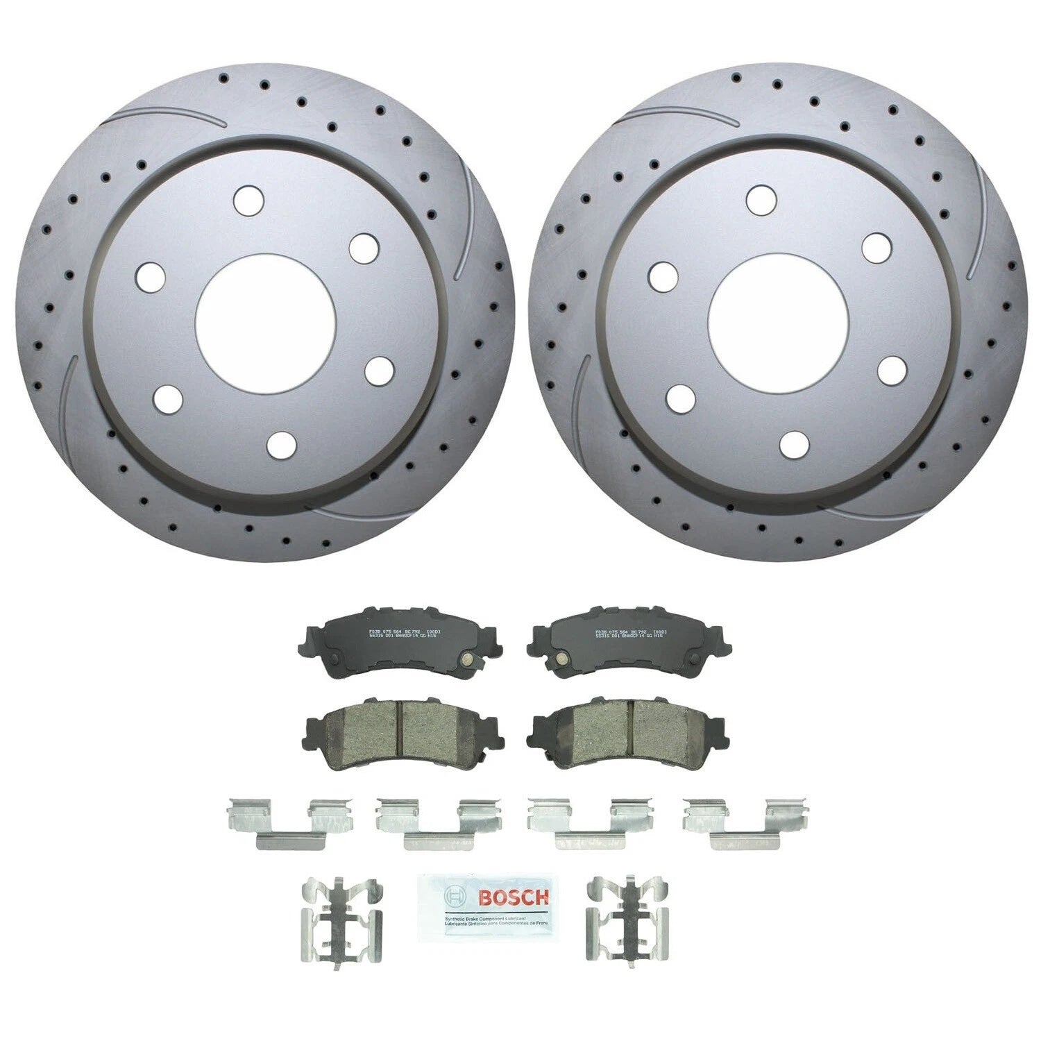 Rear Brake Kit 330mm Drilled Disc Rotors & Bosch Pads for Chevrolet GMC