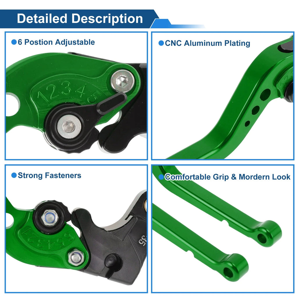 Adjustable Brake Clutch Levers for Suzuki GSXR1000 (2005–2006) Green 1 Pair