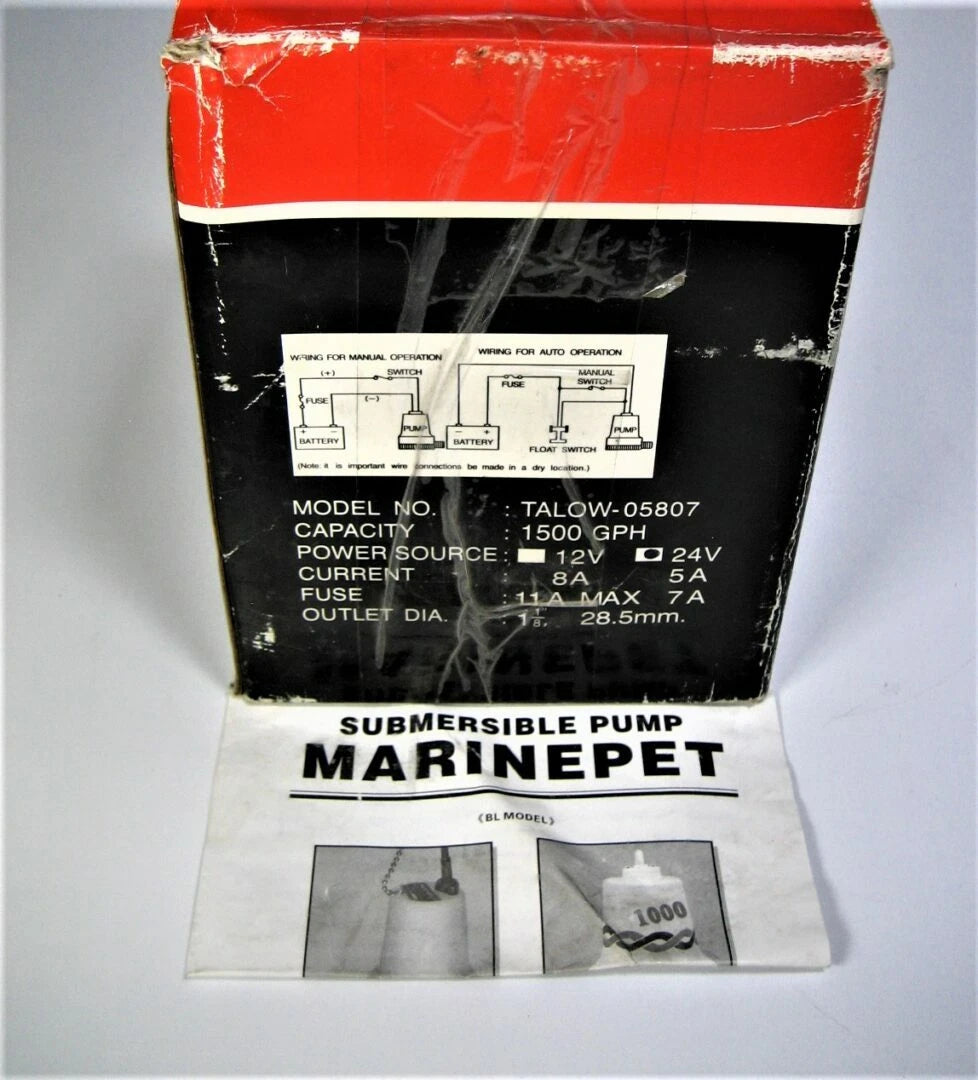 Submersible Pump 1500 GPH 24V 5A for Marine Pet BL Model (05807)