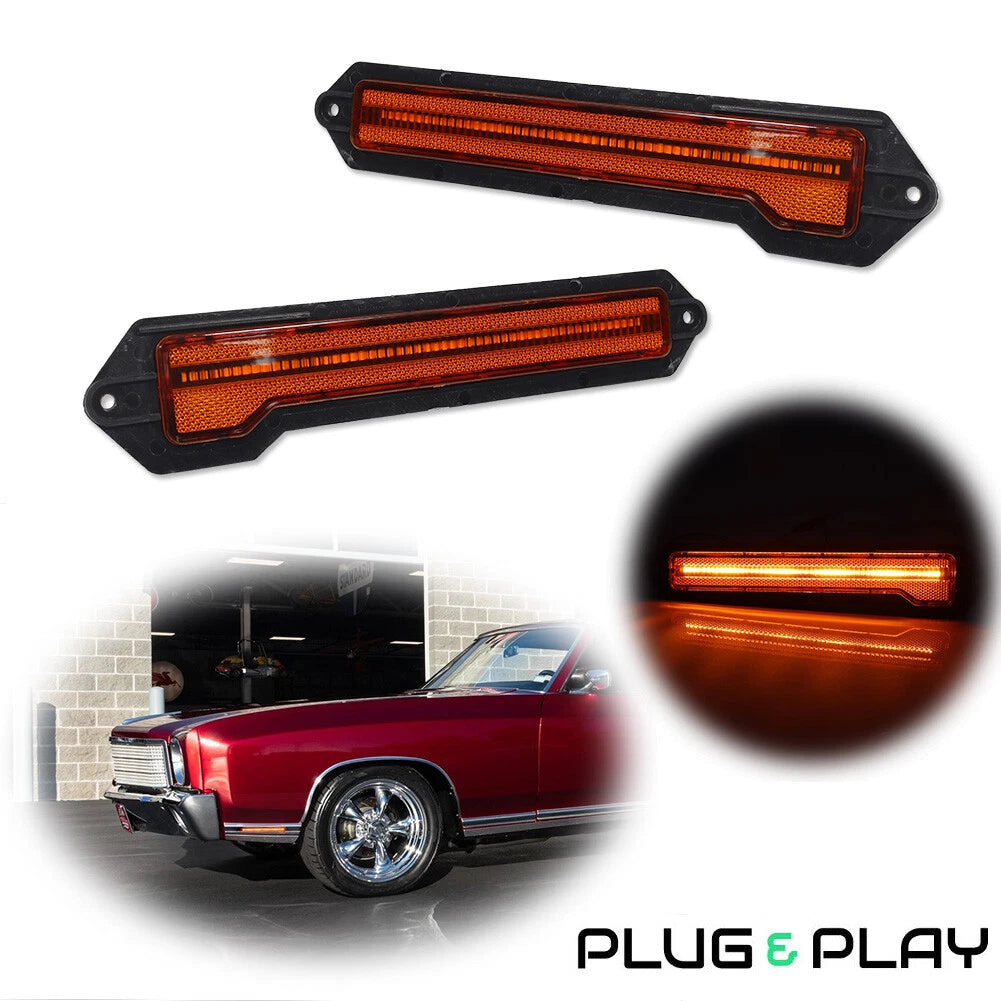 Amber Lens LED Front Side Marker Indicator Light for Chevrolet Monte Carlo (1970–1972)
