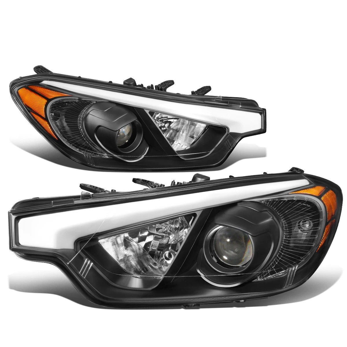 Projector Headlight Lamps for Kia Forte 5 (2014–2016) - Black Housing, Amber Corner