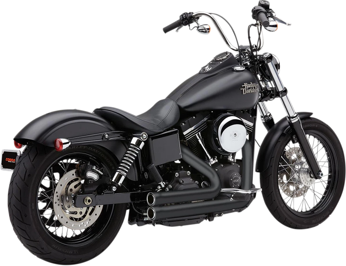 Cobra 909 Black Exhaust for Harley Dyna Low Rider Fat Bob Street Bob (2012–2017)