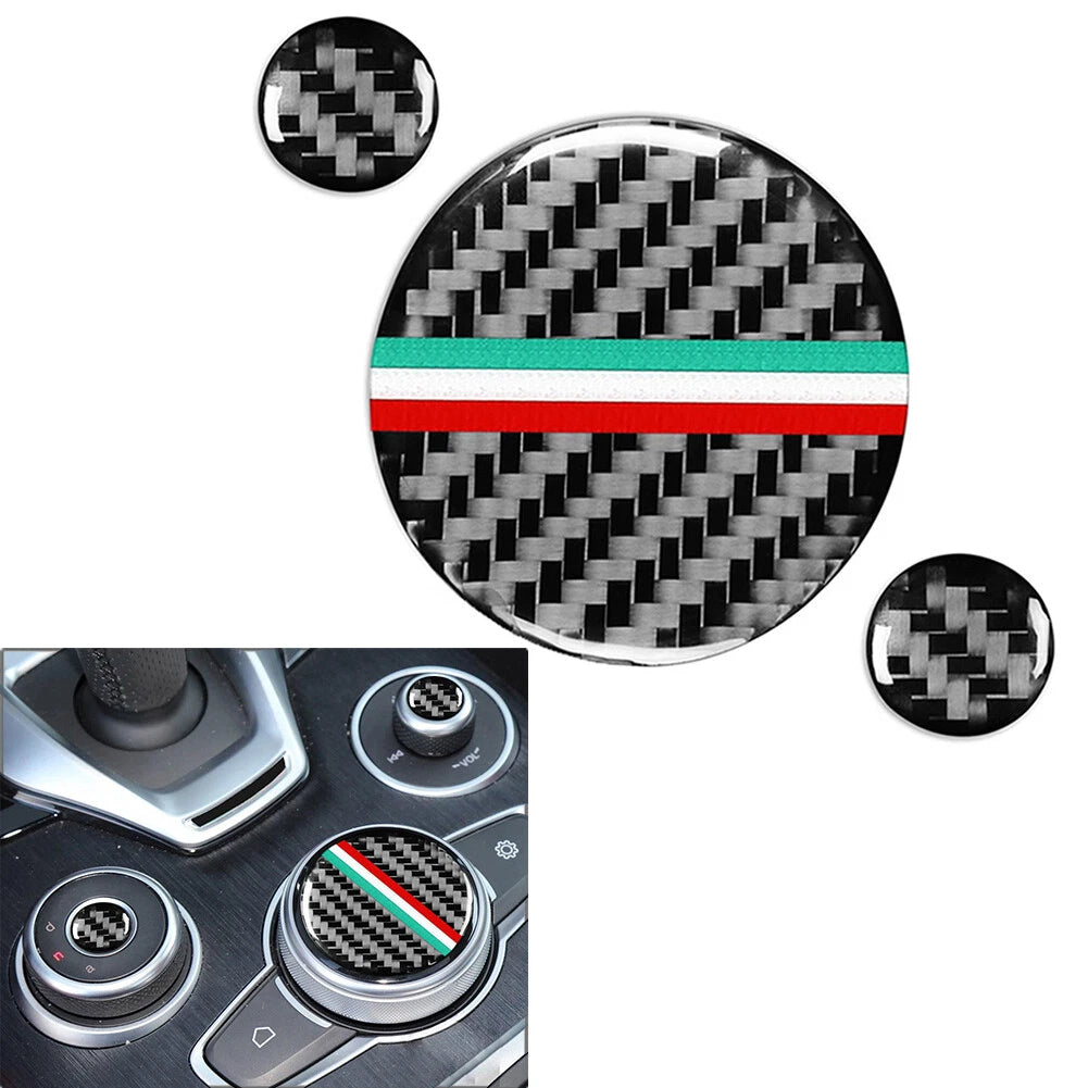 Carbon Black Center Console Multimedia Knob Cover Trim for Alfa Romeo Giulia (2020–2021)