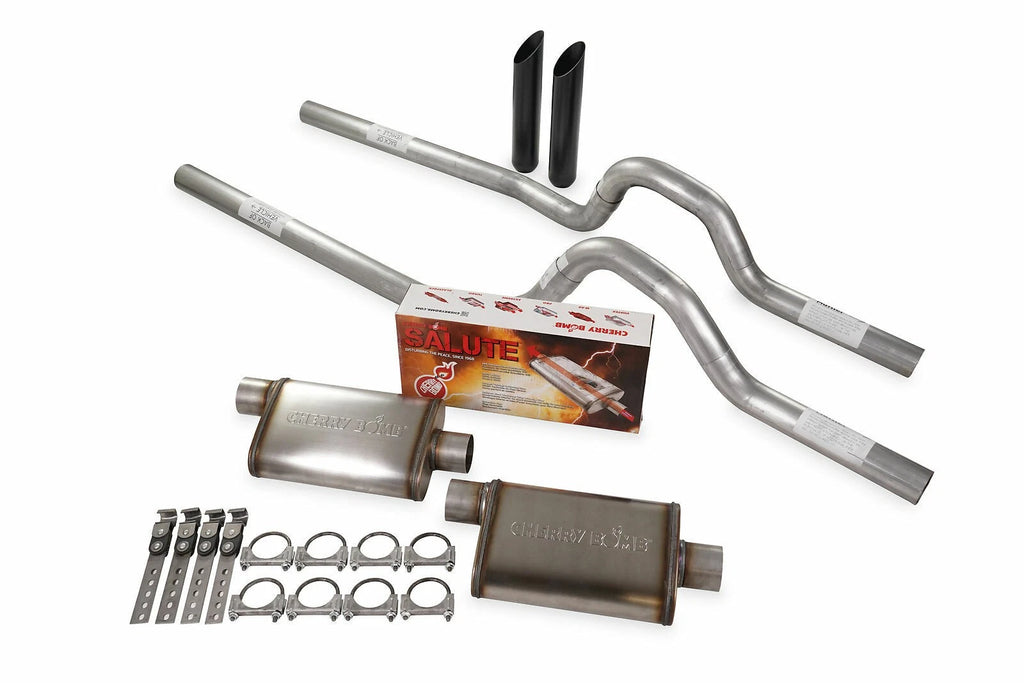Dual Exhaust Kit 2.5" for GM C/K 20 3/4 Ton (1981–1987) - Cherry Bomb Salute Rear Exit