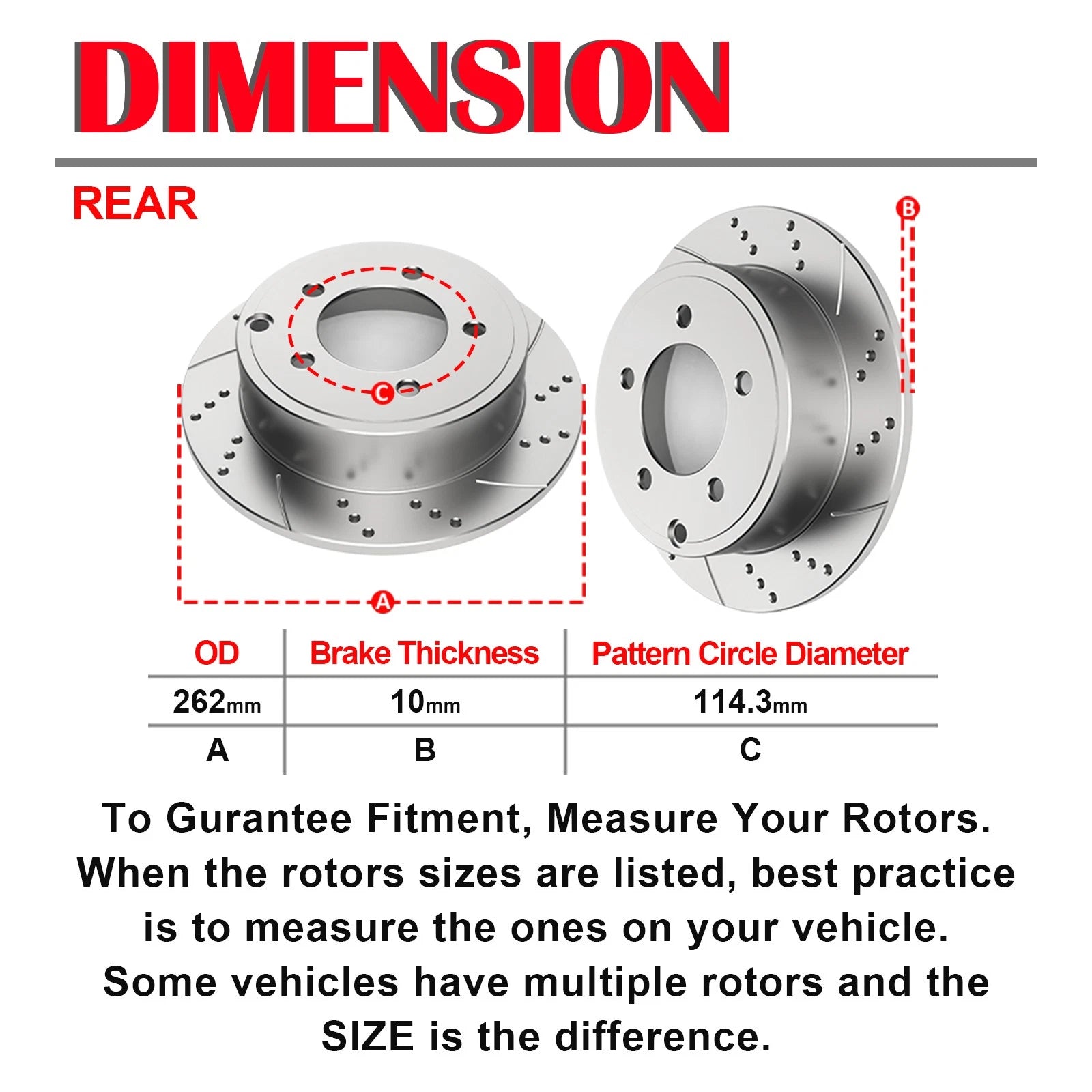 Rear Disc Rotors and Brake Pads for Dodge Caliber, Mitsubishi Lancer, Jeep Compass (2007-2017)