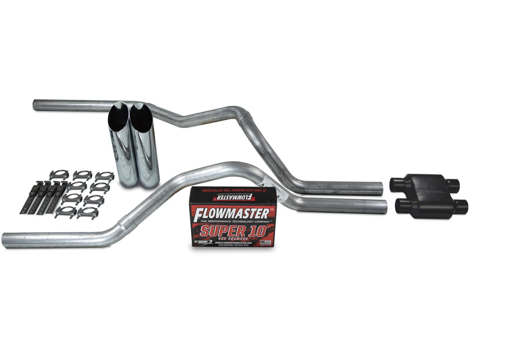 Dual Inlet Exhaust Kit for GM 2500 (2000–2006) - Flowmaster Super 10, Chrome Tips