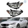 Set of 2 Halogen Projector Headlights for Mazda 6 (2014–2017) Black Housing