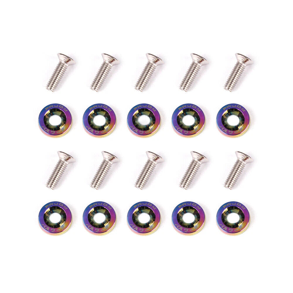20pcs M6 Chrome Car Engine Bumper Fender Washer License Plate Bolt Screws Kit