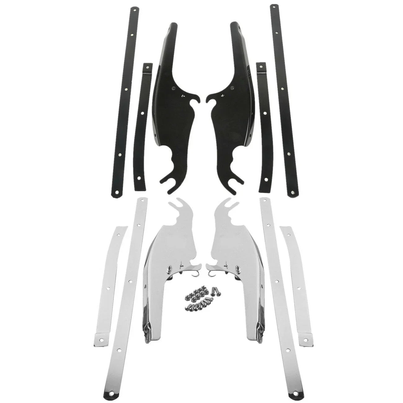 Chrome/Black Windshield Mount Bracket for Harley Softail Fatboy (2000-2017)