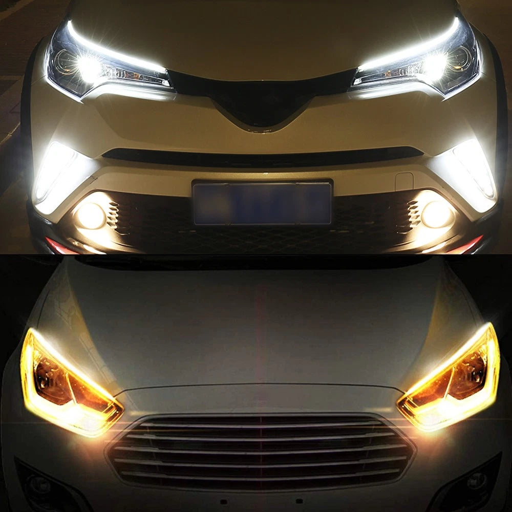 2X Flexible 60cm LED Headlight Slim Sequential Turn Signal Light for Car