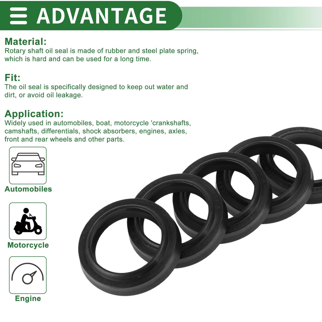 Set of 5 Oil Seal Rotary Shaft Seal NBR Rubber 22.4x30.4x4.5mm