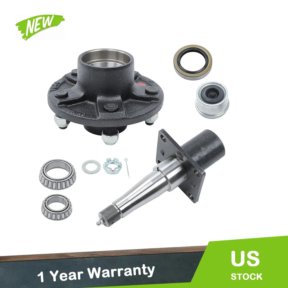 Set of 5 Trailer Hub Kit for 5 on 5" Axles with Brake Flange #84 Spindle