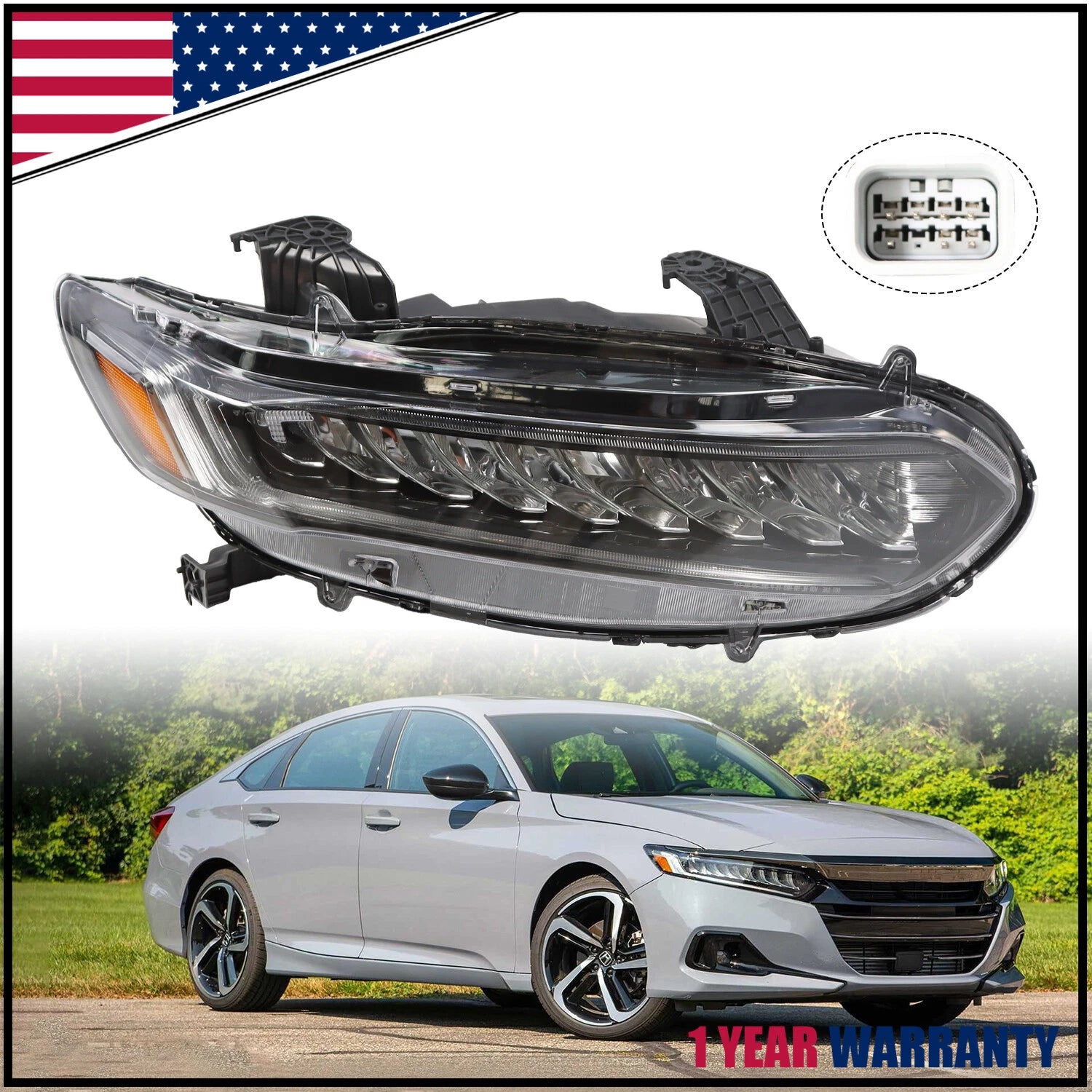 Full LED Headlight Assembly for Honda Accord (2018–2022) RH 33100TVAA11