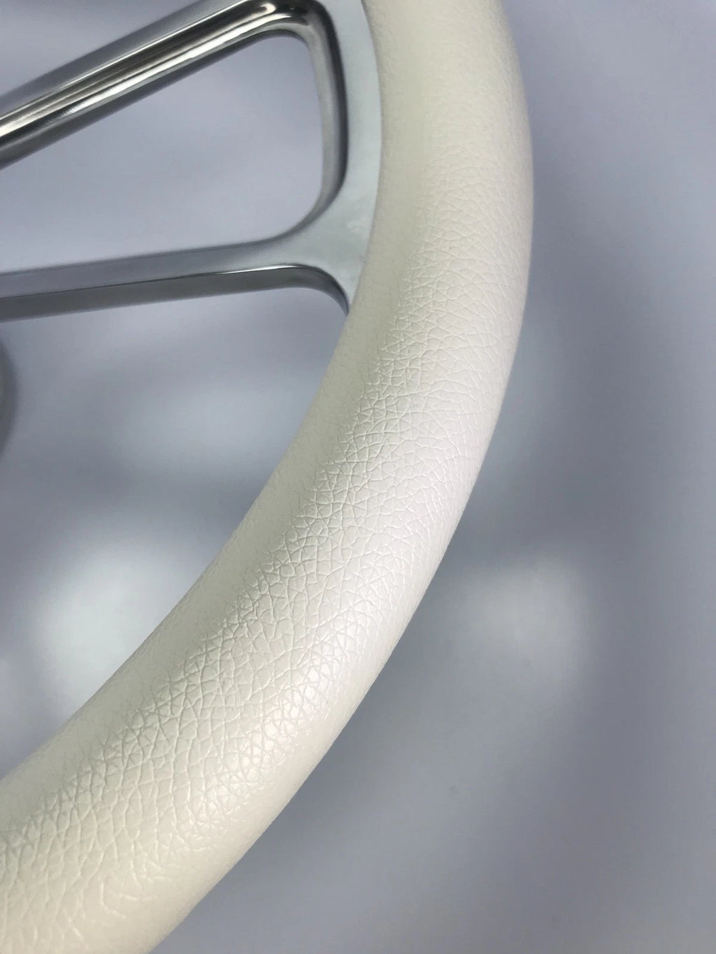 14 Inch Polished Billet 5 Hole Steering Wheel with White Wrap and Horn for