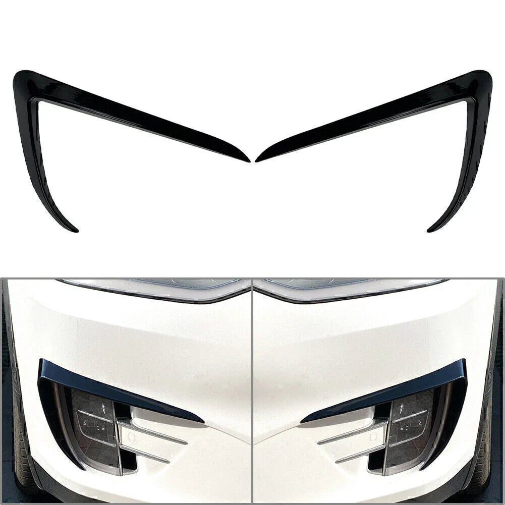 Black Front Fog Light Eyebrow Cover Trim for Tesla Model X (2015-2020)
