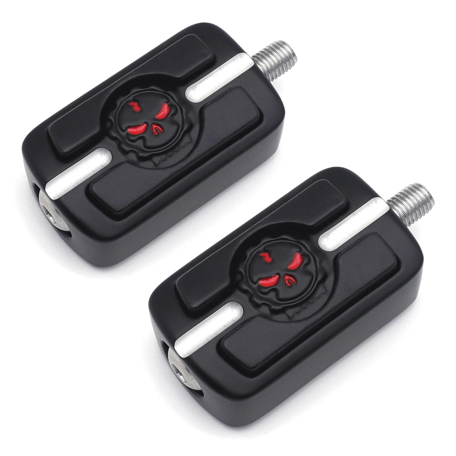 2X Black Gear Skull Shift Pegs for Harley Touring Dyna