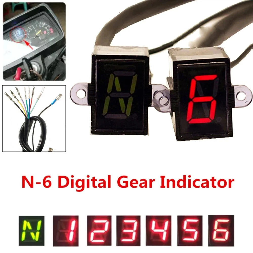 6 Speed Digital Gear Shift Lever Display Sensor LED Indicator for Motorcycle