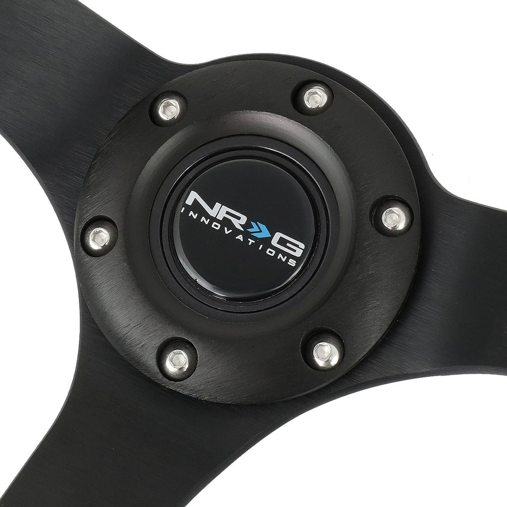 NRG 33cm Deep Dish Black Leather Steering Wheel for Universal Fit (N/A)