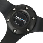 NRG 33cm Deep Dish Black Leather Steering Wheel for Universal Fit (N/A)