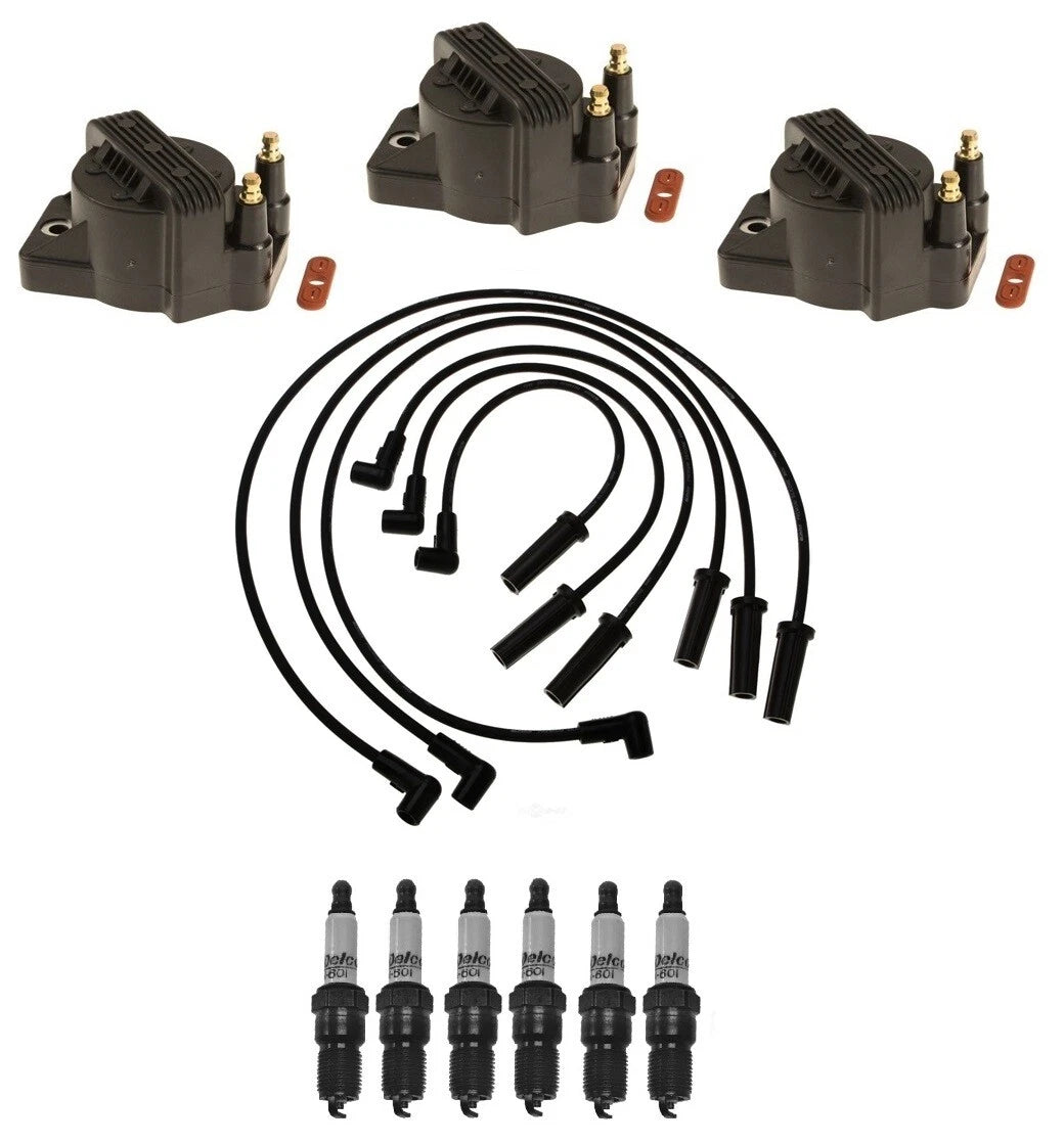 Ignition Wires & Coils Set of 3 with 6 Spark Plugs for Chevrolet Oldsmobile (3.8L)