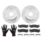 Front Drilled Brake Rotors and Ceramic Pads Kit for Chevrolet Avalanche 1500 (2002-2006)