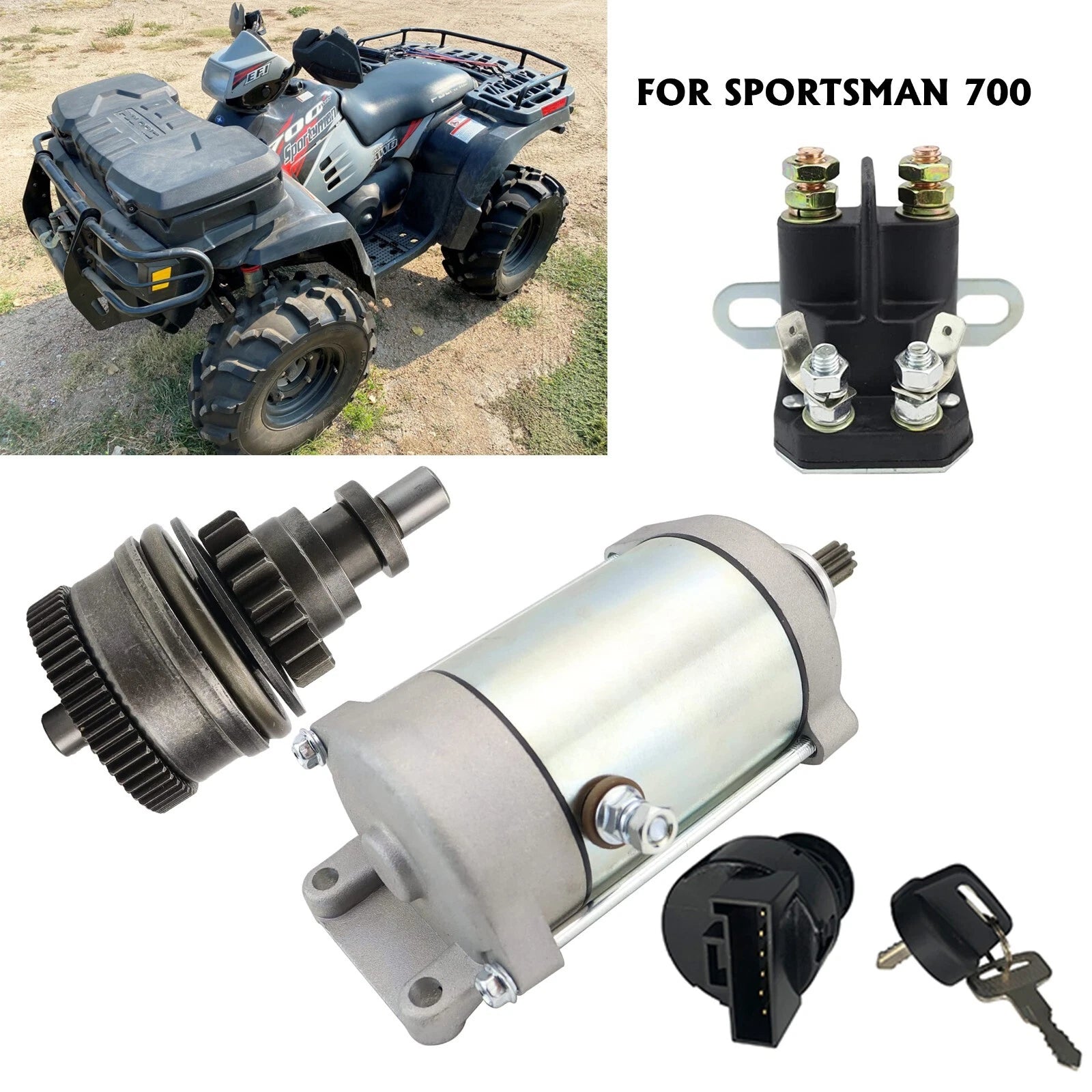 Starter for Polaris Sportsman 700 (2005–2006) W/Bendix, Relay, Ignition Switch