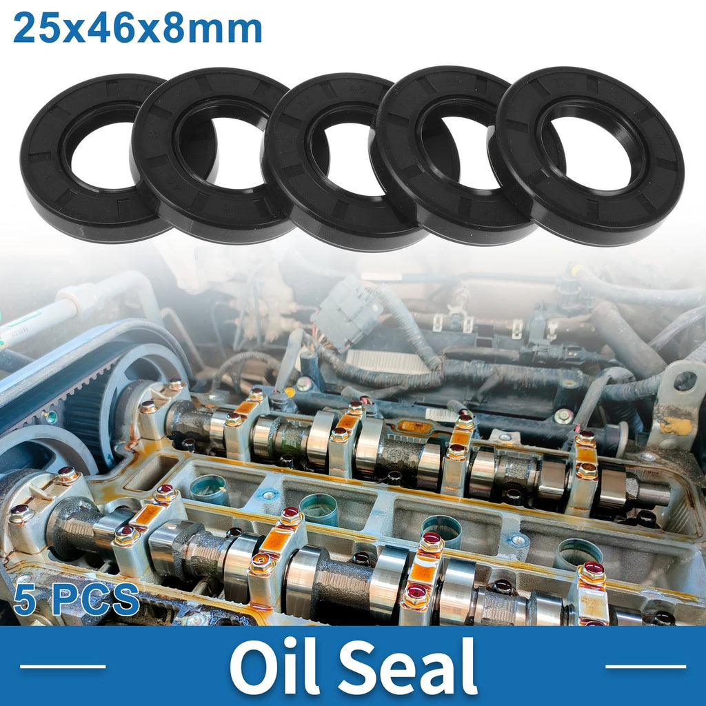 Set of 5 Oil Seal Rotary Shaft Seal 25x46x8mm Nitrile Rubber for Various Models
