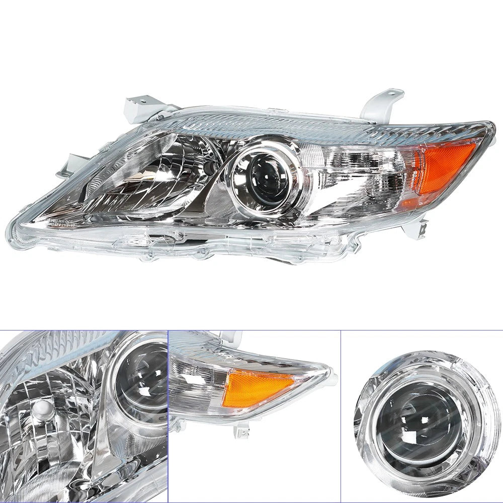 Replacement Headlight Left Chrome Halogen for Toyota Camry LE XLE (2010–2011)