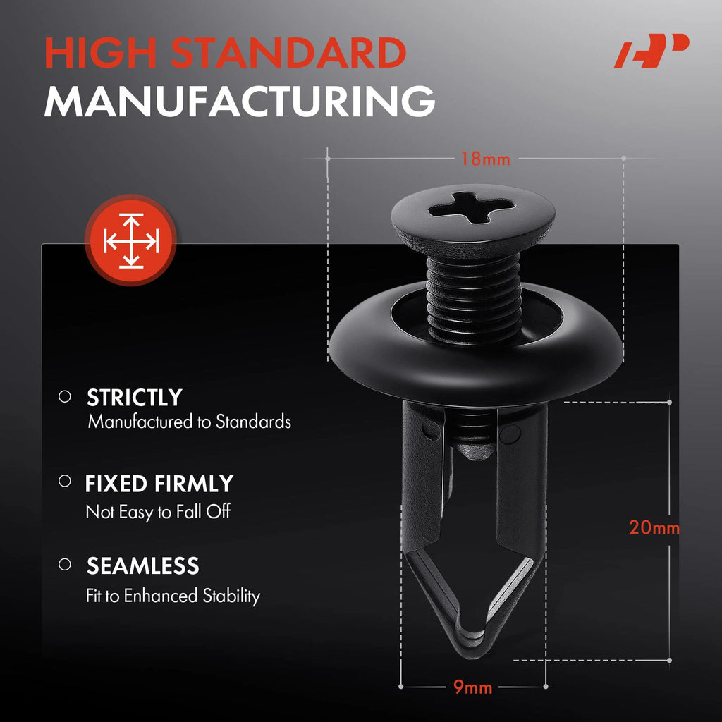 50x 9mm Front Bumper Screw-Type Clips for Nissan