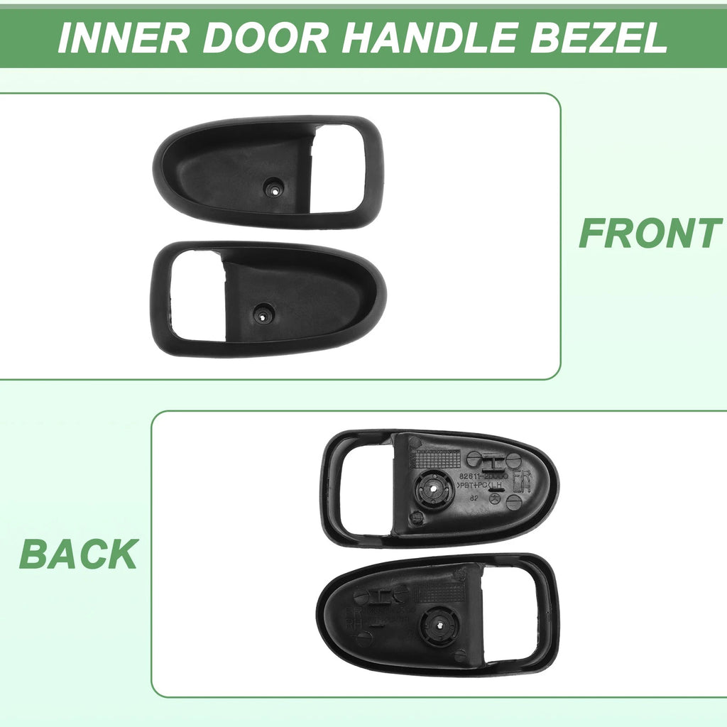 Set of 2 Front Rear Interior Door Handle Trim Bezel for Hyundai Elantra (2001–2006) Black