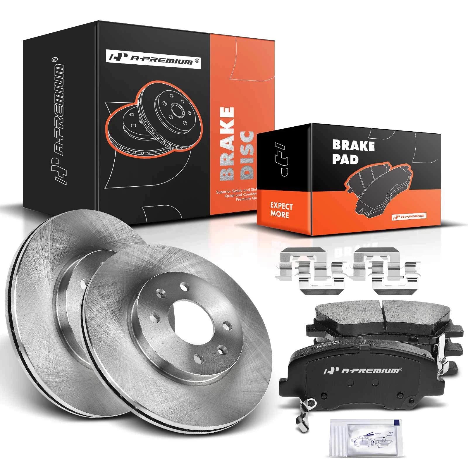 Front Disc Brake Rotors & Pads for Hyundai Accent, Kia Rio (2012–2017)