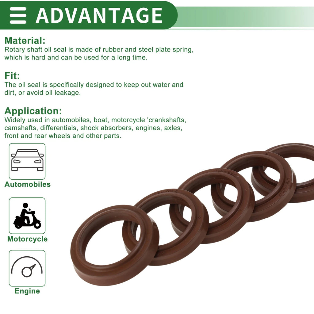 Set of 5 Oil Seal Rotary Shaft Seal FKM Rubber 23.5x31.5x4.5mm
