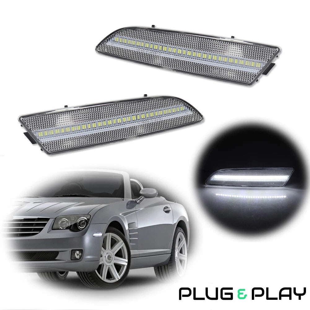 Clear White LED Front Side Marker Lights for Chrysler Crossfire (2004–2008)