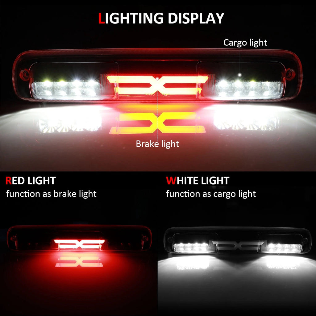 3rd Brake Light for Chevy Colorado GMC Sierra (1999–2007) Black Housing Clear Lens