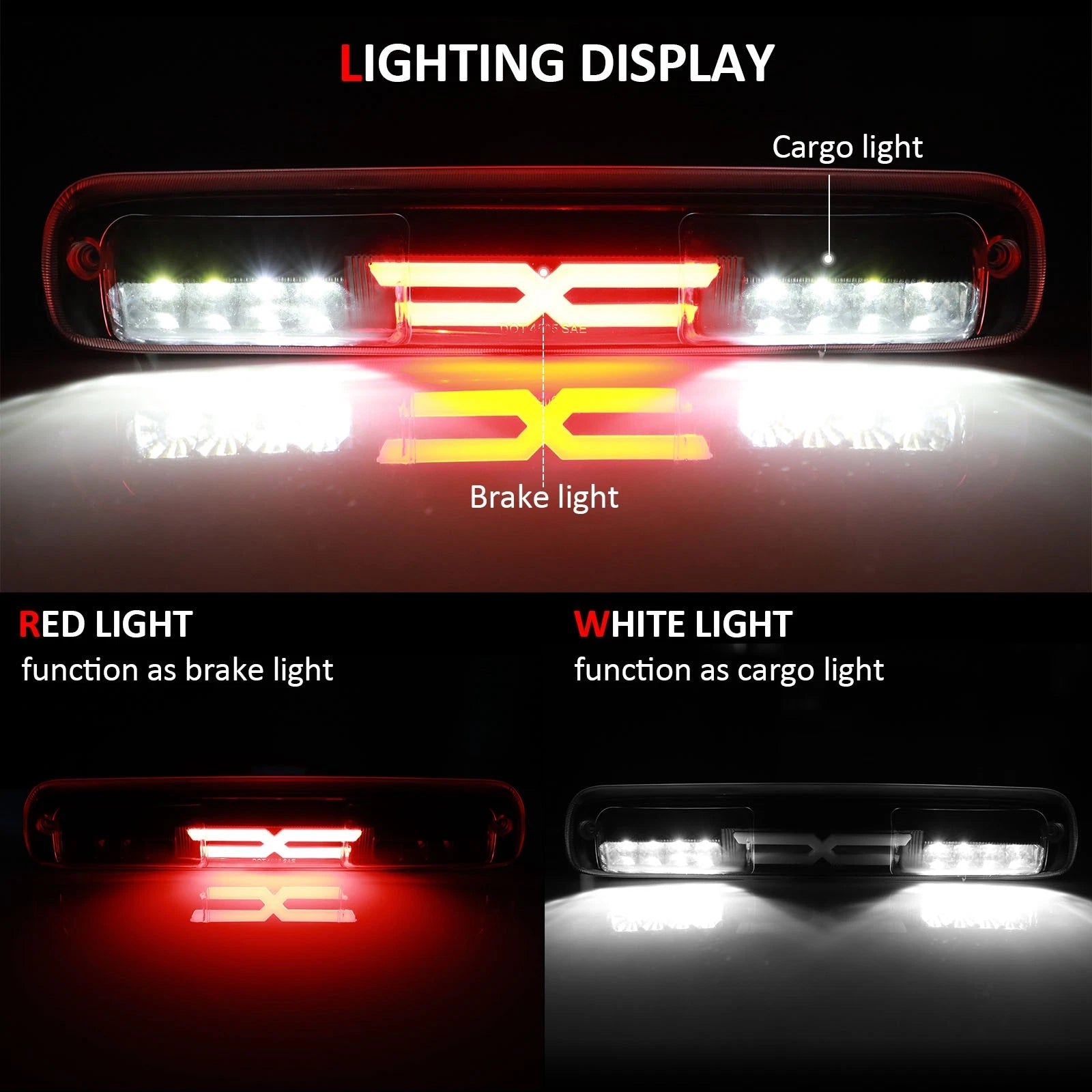 3rd Brake Light for Chevy Colorado GMC Sierra (1999–2007) Black Housing Clear Lens
