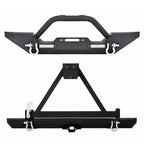 Front & Rear Bumper with Tire Carrier & D-Rings for Jeep Wrangler TJ YJ (1987–2006)