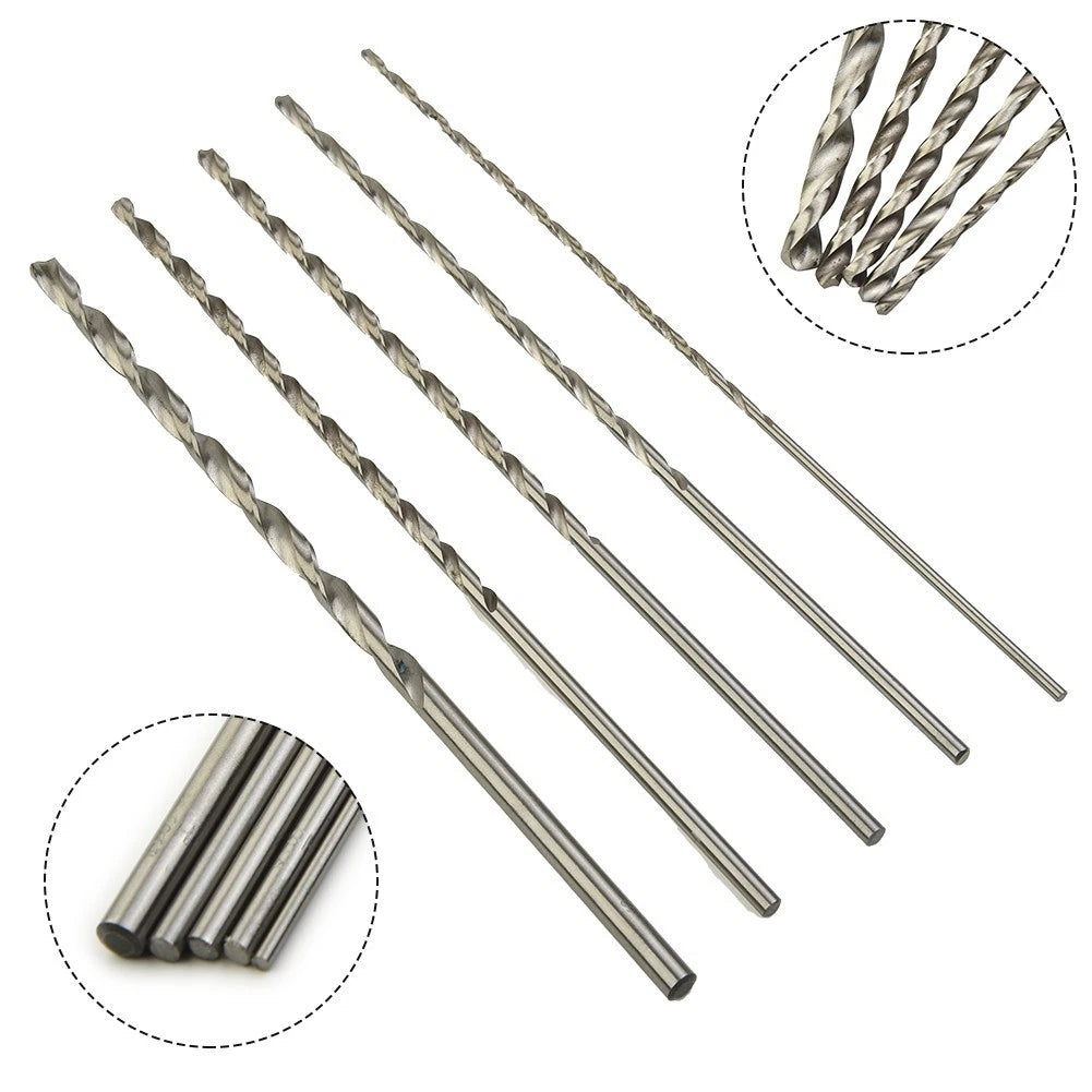 5Pcs HSS Extra Long Drill Bit Set for Metal (160mm, 2/3/3.5/4/5mm)