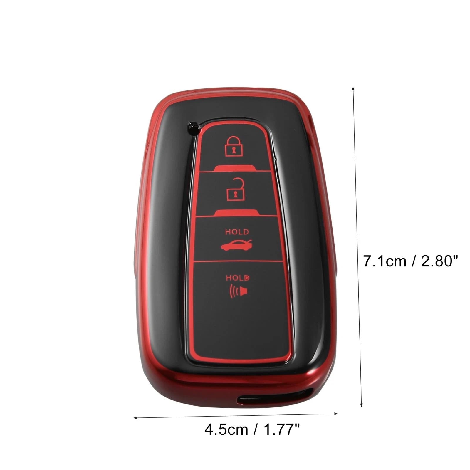 Set of 4 Red Button Remote Key Fob Covers for Toyota RAV4 Camry Corolla (2018–2022)