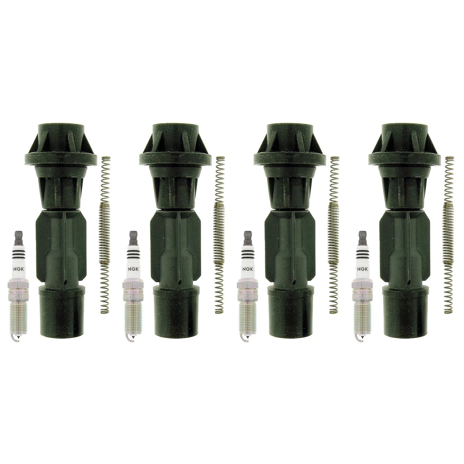 Set of 4 NGK Iridium IX Spark Plugs & Coil Boots for Mazda 3 6 CX-7 (2007–2009)