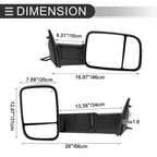 Tow Mirrors for Dodge Ram 1500 2013-2018 with Turn Signal Light - 1 Pair