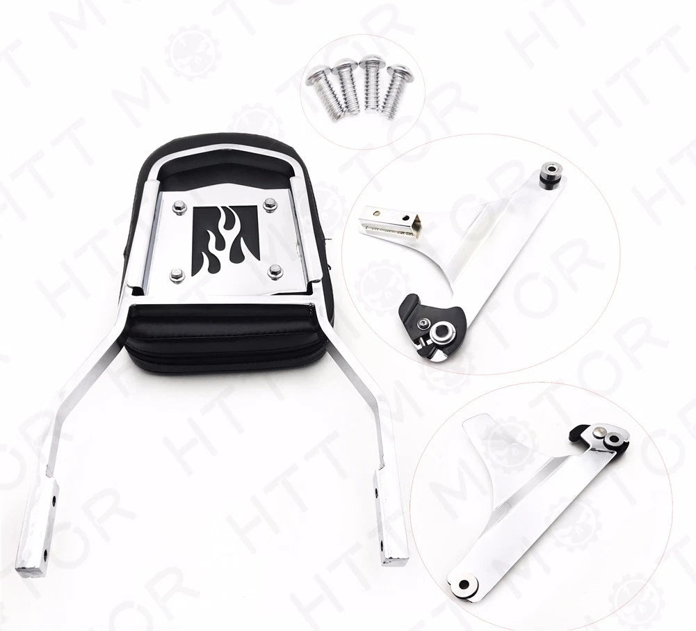 Chrome Detachable Sissy Bar Backrest & Luggage Rack for Harley Softail (2018–2023)