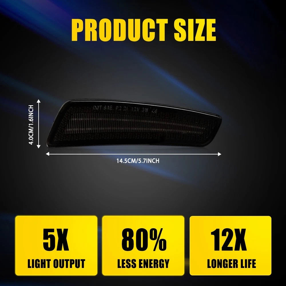 2PC Front LED Side Bumper Marker for Pontiac G8 GT/GXP (2008–2009) Smoked Amber