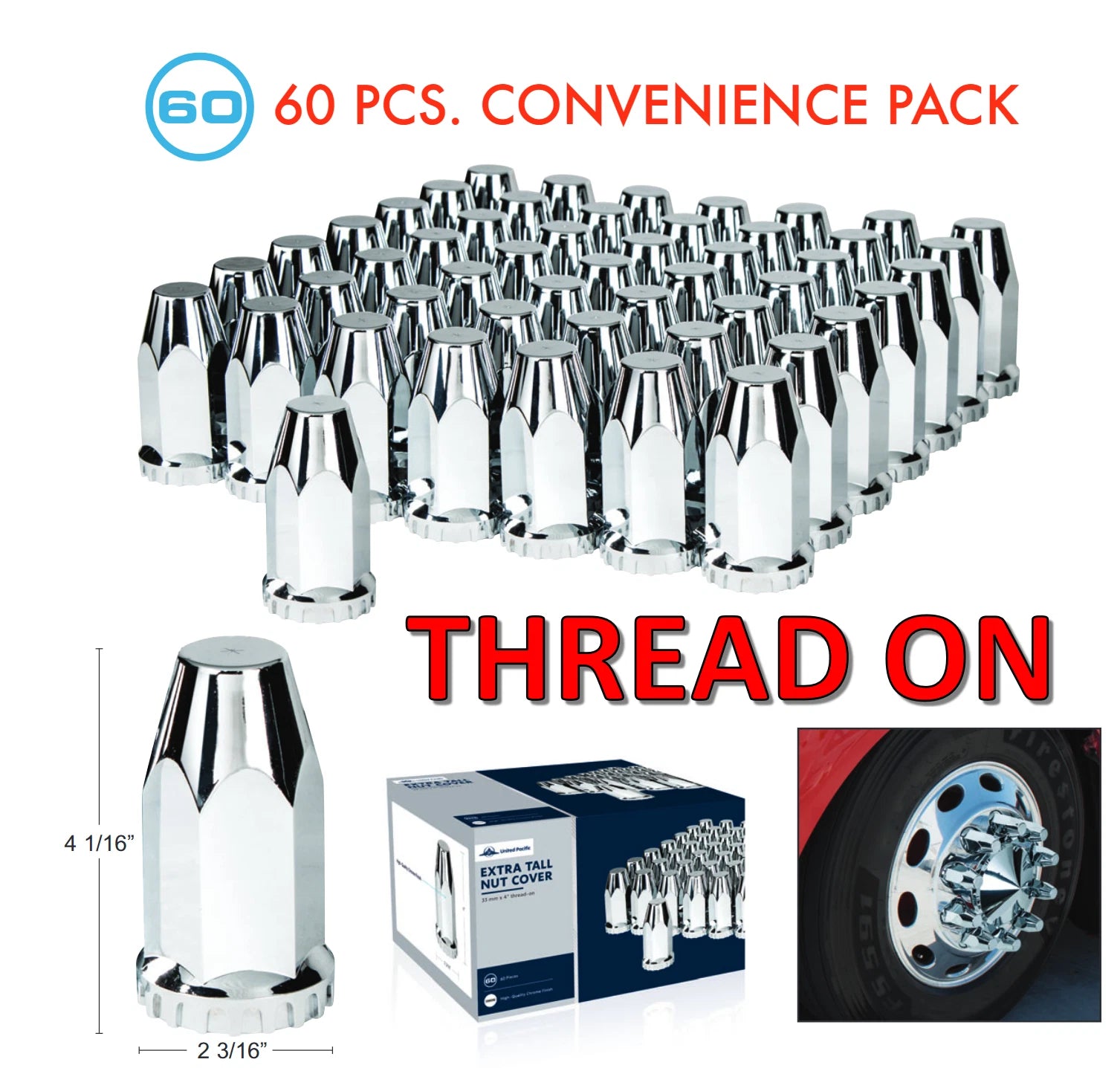 Chrome Lug Nut Covers Original Style 33mm Thread On for Toyota (2005–2024)