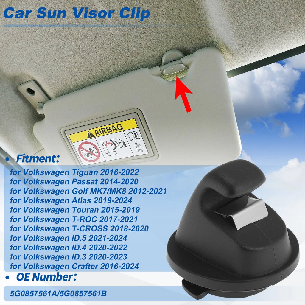 Sun Visor Clip for Volkswagen Tiguan (2016–2022) Black 5G0857561A