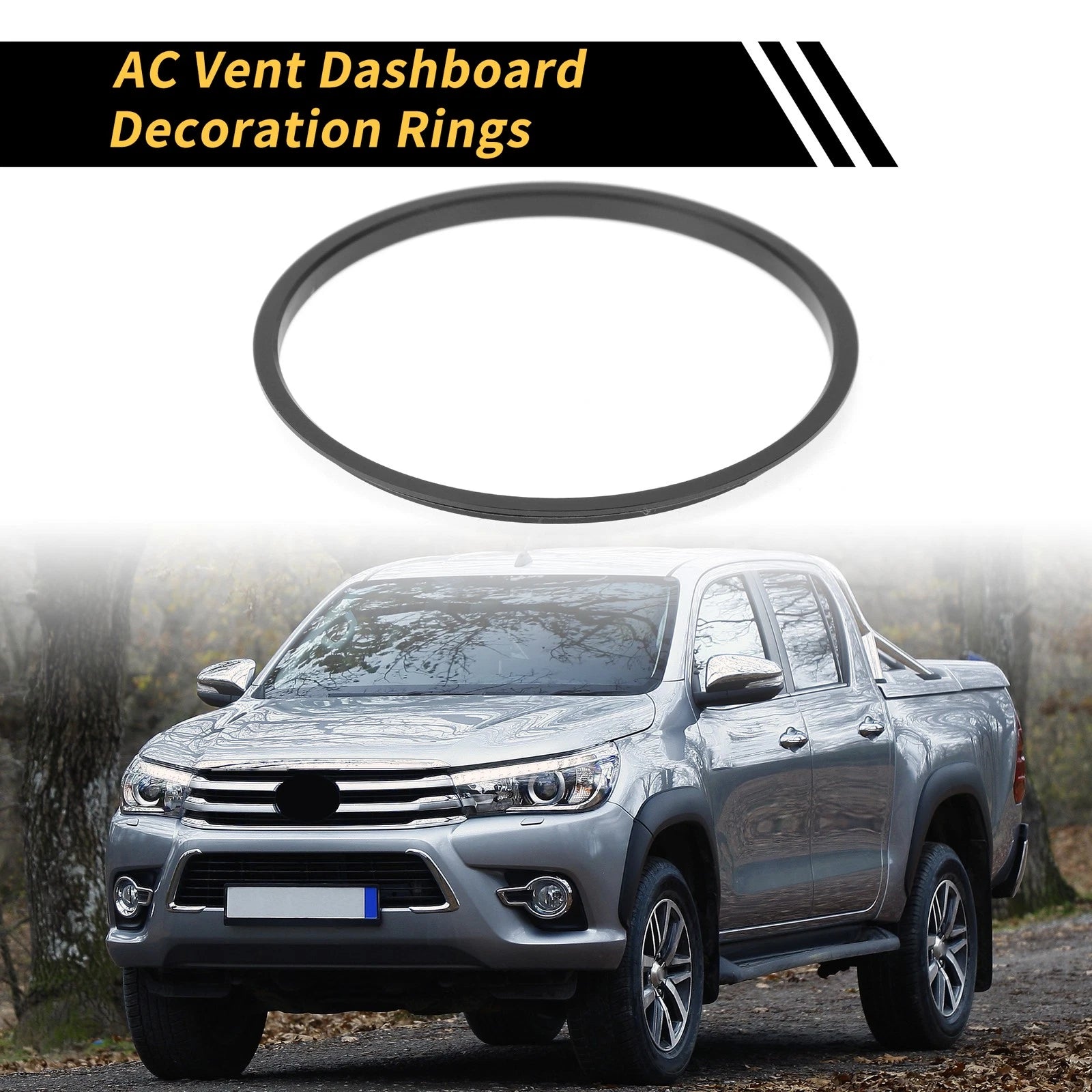 Set of 4 AC Vent Dashboard Decoration Rings for Toyota Tacoma (2016–2021) Black