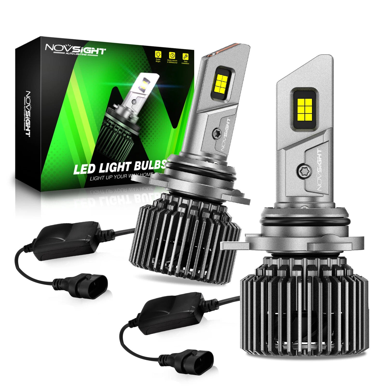 2X NOVSIGHT 9012 HIR2 LED Headlight Kit Bulbs 6500K 100W for HIR2 (2012–2018)