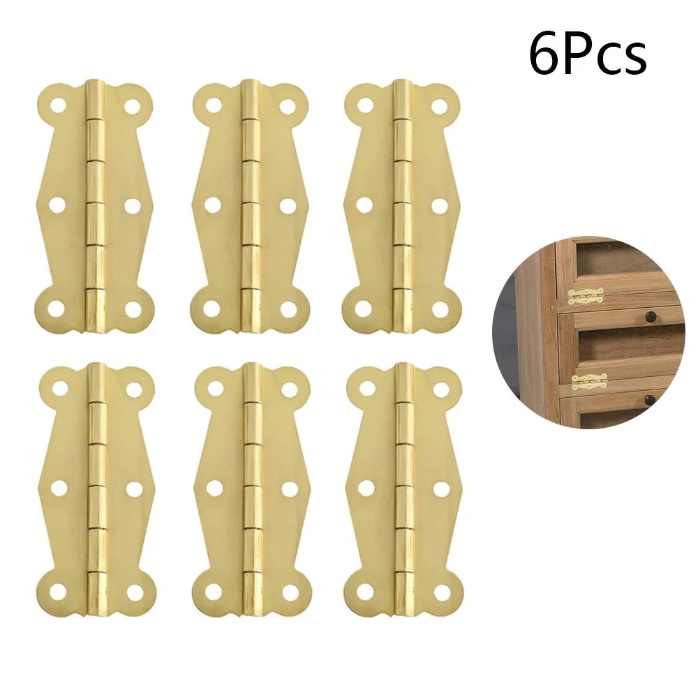 Set of 6 Wooden Box Hinges for Jewelry Box Cabinet Toolbox - Gold