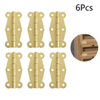 Set of 6 Wooden Box Hinges for Jewelry Box Cabinet Toolbox - Gold