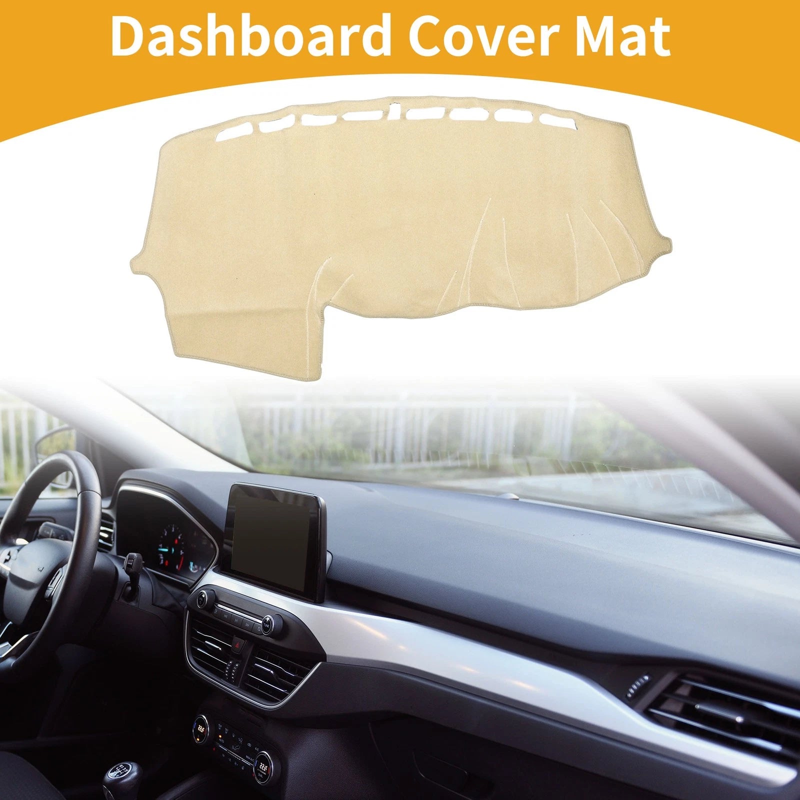 Dashboard Cover for Ford Focus (2012–2018) Dash Mat Carpet Beige 1 Pc
