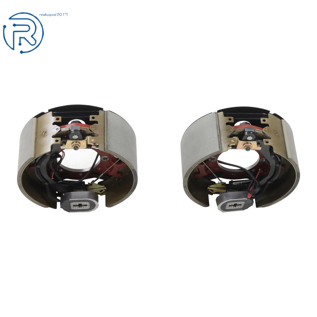 Set of 2 Electric Trailer Brake Assemblies for 12K-15K Axles (Self-Adjusting)